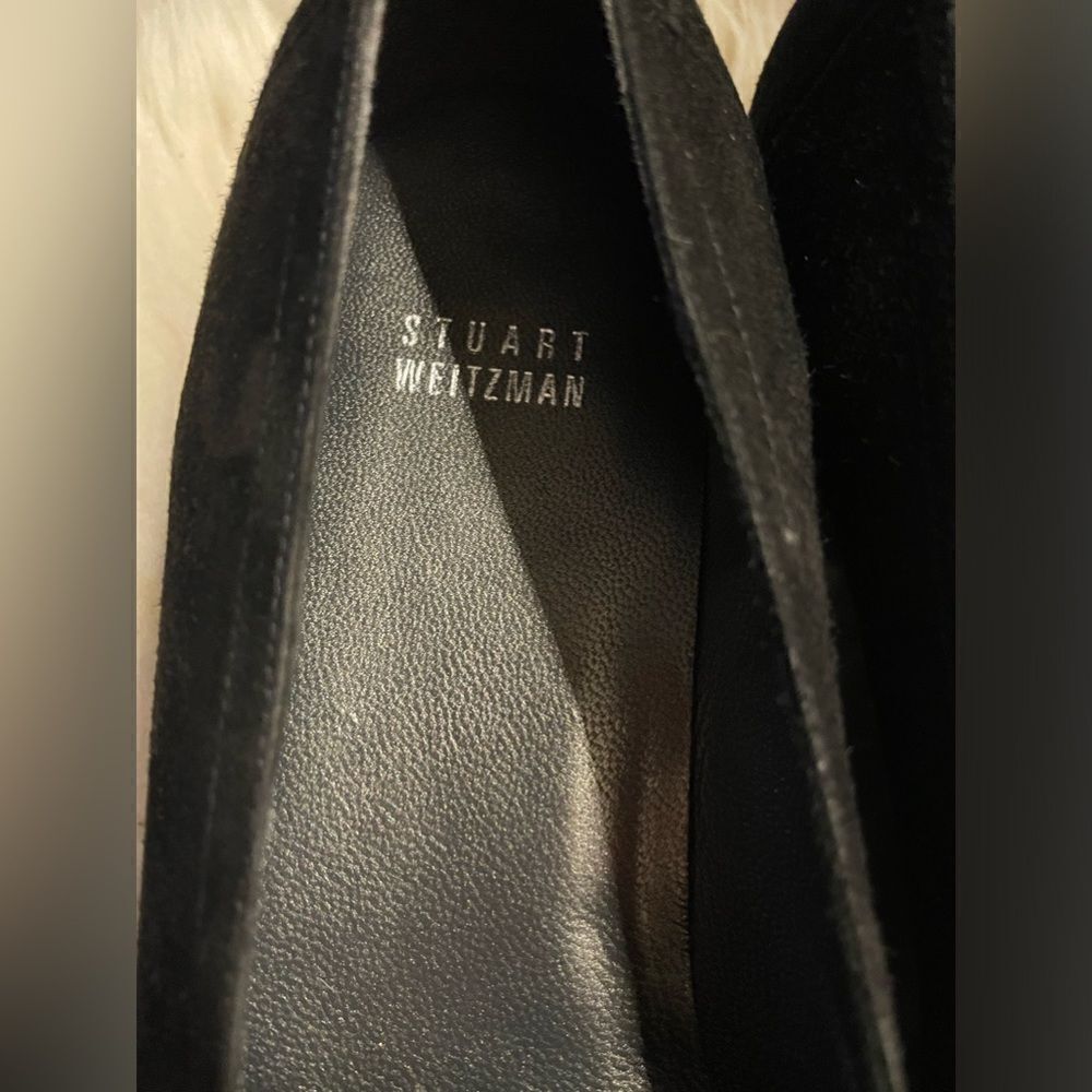 NEW Stuart Weitzman Black Suede Wedge Loafers Sz 10 - Picture 7 of 9